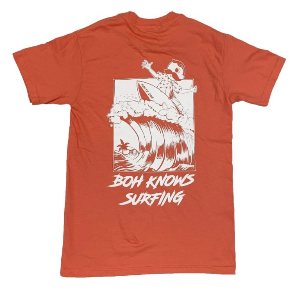 Route One Adult Unisex Boh Knows Surfing Crew-Neck Short Sleeve T-Shirt 3X